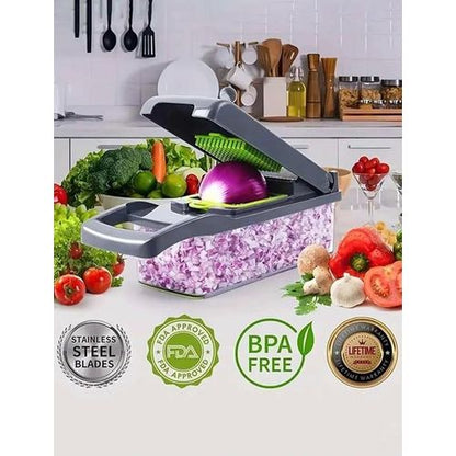 16-in-1 Vegetable Cutter & Chopper | Multi-Function Food Slicer with Container