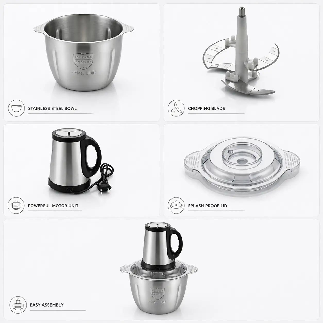 Electric Meat Grinder 3 Liter Chopper meat chopper, Multi Function Food Processor
