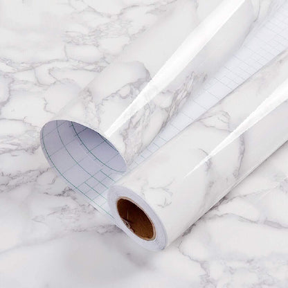 (Pack of 5) Self Adhesive White Marble Sheet for Kitchen / Waterproof Anti Oil & Heat Resistant Wallpaper Sheet (2 Feet x 6.5 feet)