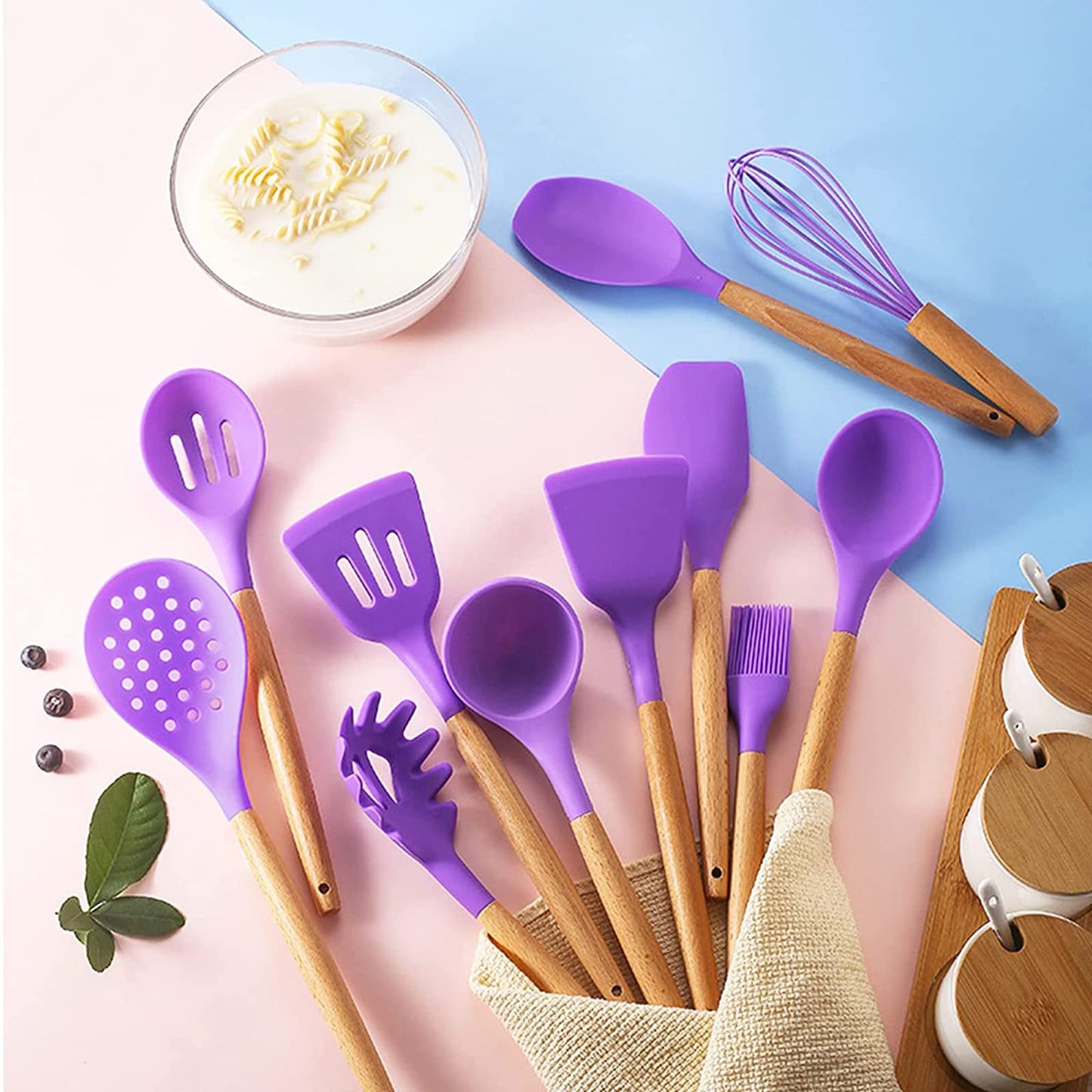 silicone spatula set with wooden handle 12pcs Original Size