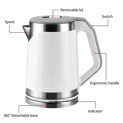 Small Portable Electric Tea Kettle – 2.0L Mini Travel Water Boiler