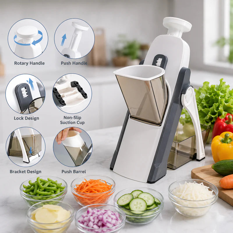 Premium Multifunction Vegetable Slicer & Mandoline Cutter – Adjustable Kitchen Slicer with Julienne Blades & Food Container