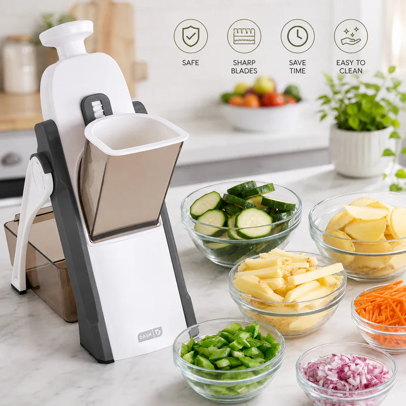 Premium Multifunction Vegetable Slicer & Mandoline Cutter – Adjustable Kitchen Slicer with Julienne Blades & Food Container