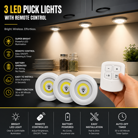 Tap LED Light 3pcs With Remote Control