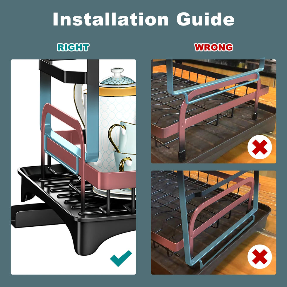 2-Tier Dish Drying Rack with Utensil Holder – Kitchen Counter Organizer