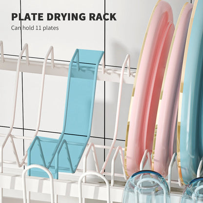 2-Tier Dish Drying Rack with Utensil Holder – Kitchen Counter Organizer