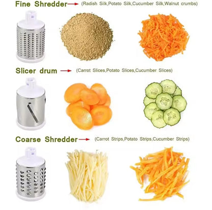 3-in-1 Rotary Vegetable Grater & Slicer | Fast, Safe Kitchen Prep