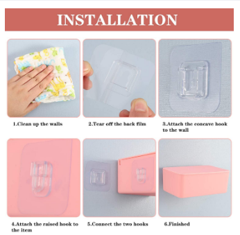 [Free Delivery] Double Sided Adhesive Wall Hooks - Transparent - waterproof sticker Hooks/Heavy Duty Wall Hooks,Sticky Wall Hangers Self Adhesive Hooks/Ultra Strong Waterproof
