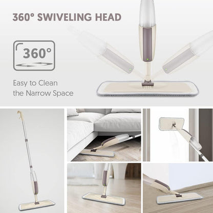 Spray Mop with Microfiber Pad – Reusable Flat Floor Cleaning Mop